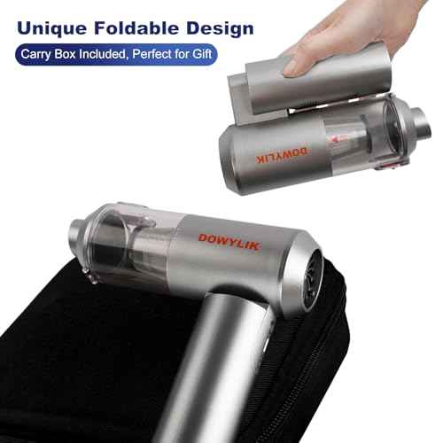 Compressed Air Duster, 150,000RPM Compressed Air with LED, 2-in-1 Mini Vacuum, Electric Air Duster for PC Cleanning Kit, Canned Air Duster for Computers-Air Blower for Electronics with Case