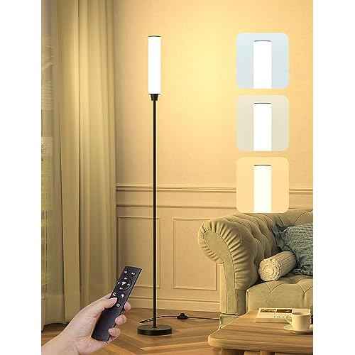 Floor Lamps for Living Room, Upgrade Moder Floor Lamp with Remote Control, Full Range Dimming Minimalist Standing Lamp Perfect for Living Room, Bedrooms and Office (Black)