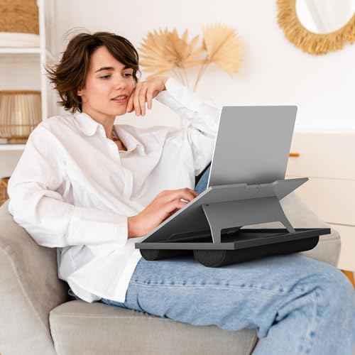 HUANUO Adjustable Lap Desk - with 8 Adjustable Angles & Dual Cushions Laptop Stand for Car Laptop Desk, Work Table, Lap Writing Board & Drawing Desk on Sofa or Bed, HNLD2G
