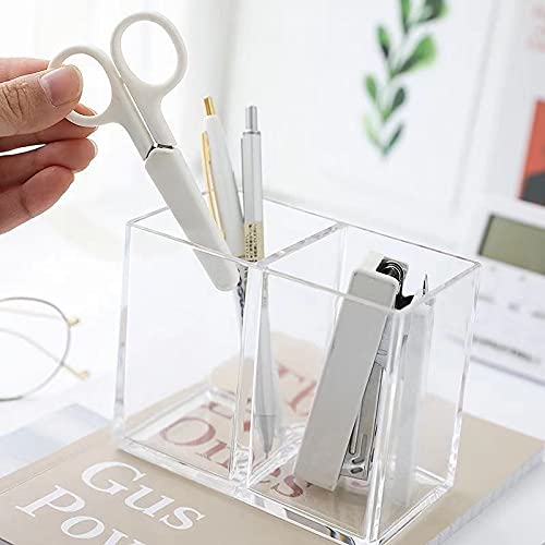 ZUDEE 2pcs Makeup Brush Holder, Acrylic Clear Organizer For Cosmetics, Pen Pencil Cup Holder For Desk