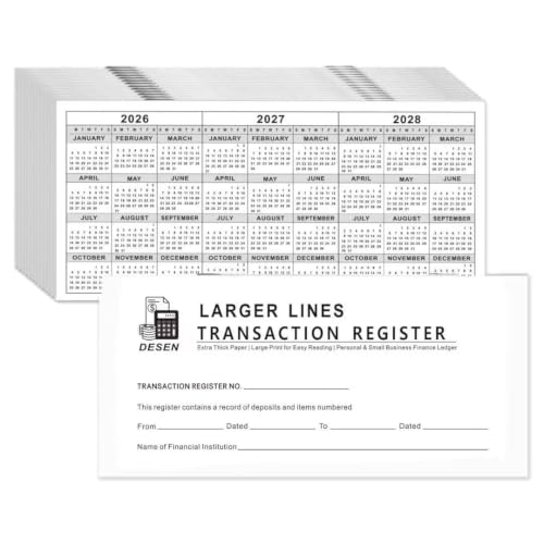 Checkbook Register 20 Pack Large Print with Thick Paper & Wide Description Space