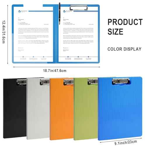 10 Pack Foldable Clipboards, A4 Clipboard Folder with Pocket, File Cover Office Folder Clipboard, 360 Degree Foldable Storage Clipboards for Office, School or Medical Field(5 Colors)