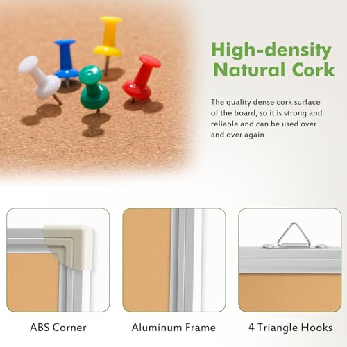 AMUSIGHT Double-Sided Foldable Cork Board 48x36 Inch Wall Organizer