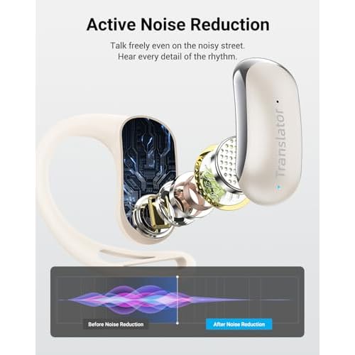XUPURTLK Language Translator Earbuds, Translation Earbuds Real Time with 144 Languages & Accents, Comfortable OWS AI Translator Earbuds for Travel, Business and Learning (Online Version)