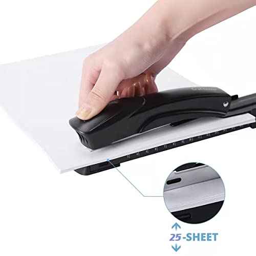 Long Reach Stapler,with 2000 Staples & Stapler Remover Full Strip£¬20-25 Sheet Capacity,with Built-in Ruler and Adjustable Locking Paper Guide, Black
