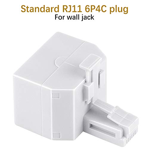 Uvital White RJ11 Phone Jack Splitter 1 to 2 Duplex Wall Adapter, 2 Pack