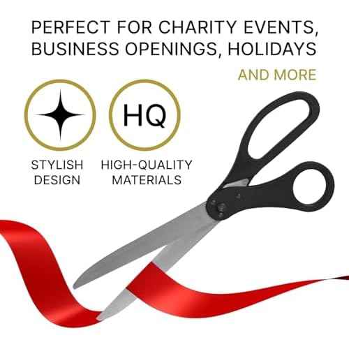 Ribbon Cutting Ceremony Scissors ? 25" Black Giant for Grand Openings Heavy Duty Scissors Large Ribbon Cutting for Special Events and Ceremonies