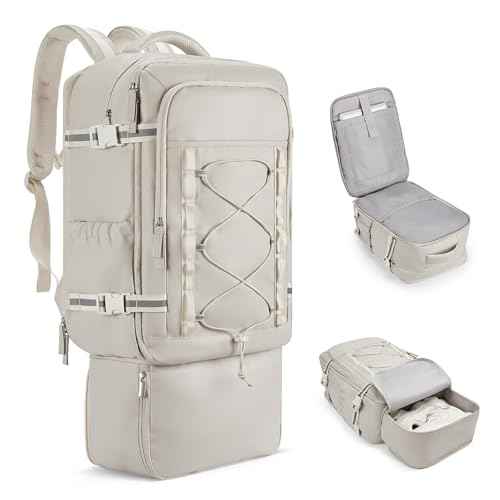 CLUCI Travel Backpack 30L, Waterproof Laptop Backpack Fits 17.3 Inch Laptop, Carry On Backpack with shoe compartment, Durable Expandable Gym, Large Hiking Backpack for Men Women£¨White£©