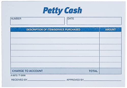 Adams Petty Cash Receipt Pad, 1-Part Carbonless, 5 x 3.5 in, Pack of 12