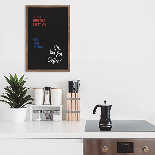 Navaris Wall-Mounted Chalkboard - Approx. 28" x 20" Framed Blackboard for Wall - Memo Message Board with 4 Chalk Sticks for Home Kitchen Office Kids