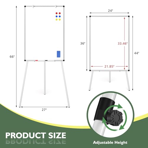 Silver Magnetic Whiteboard Easel Stand 36x24 Dry Erase Board with Adjustable Height