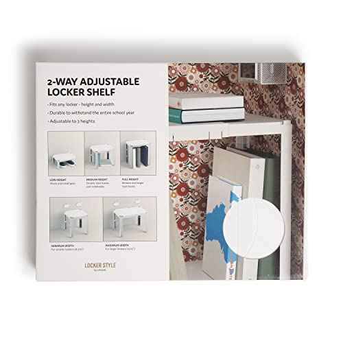 U Brands 2-Way Adjustable Locker Shelf, Locker Accessories, 8.375¡± to 13.75¡± W, 3 Varying Heights