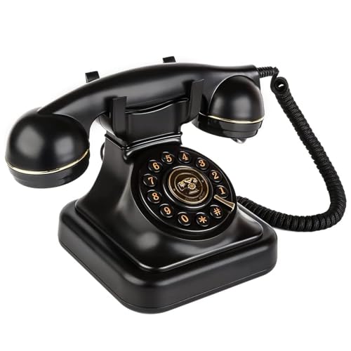 Sangyn Retro Landline Telephone Classic Rotary Design Old Fashioned Corded Desk Phone for Home and Office