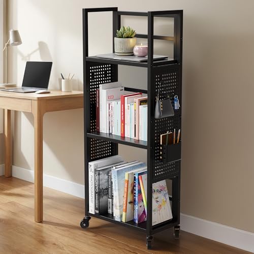 Rolling 3-Tier Book Cart with Wheels – Portable Library Display