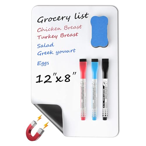 MaxGear White Magnetic Dry Erase Board 12x8 inches with Markers - A-White