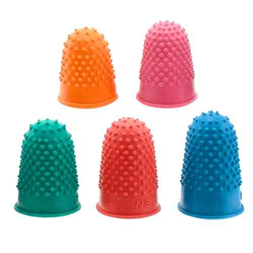 Medsuo 5 PCS Rubber Thimbles for Finger Tips Protection, Small Finger Paper Grip Finger Cover Protector Pad Thimble for Paperwork Money Counting Cutting Knitting Sewing Crafts