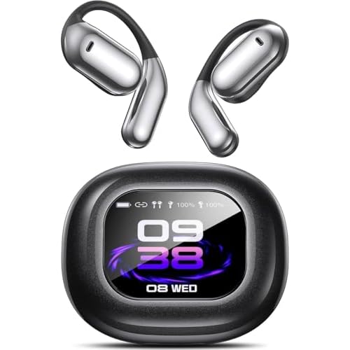 AI Language Translation Earbuds, OWS LCD Touchscreen Real-Time Translator for 144 Languages & Accents Includes Free Subscription Translation Device Earphones for Travel Business Learning, Black 1
