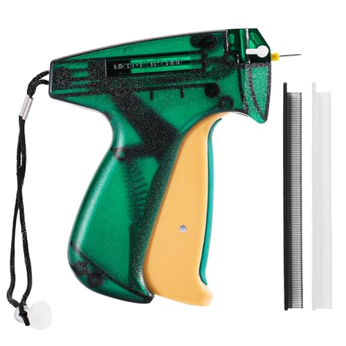 Wilfox Tagging Gun Kit with 1 Needle - Green/Yellow Grip, 2000 Mini Fasteners for Clothing