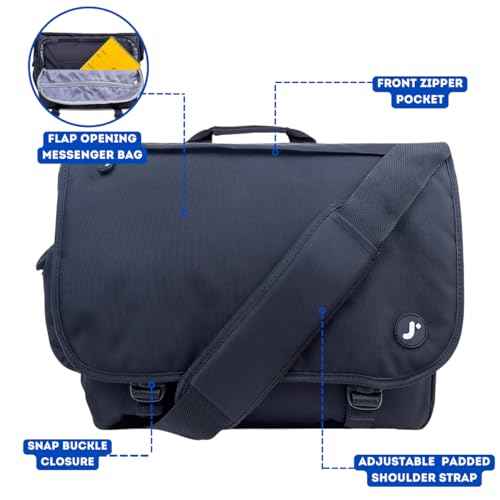 J World New York Thomas Laptop Messenger Bag for Women & Men. Kids Computer Bookbag