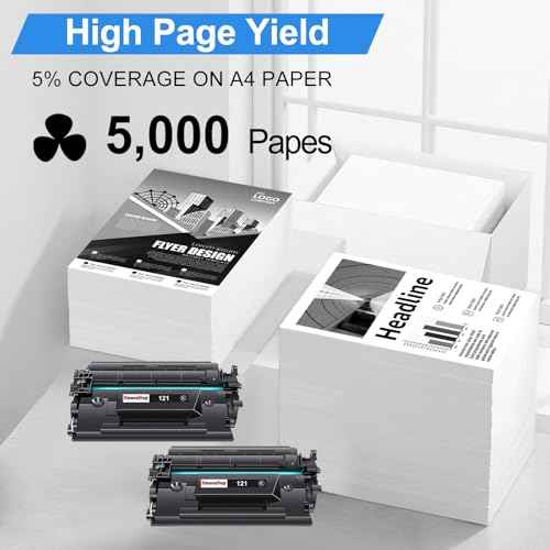 121 Black Toner Cartridge High Yield Replacement for Canon 121 CRG-121 CRG121 for Canon imageCLASS D1620 D1650 1620 1650 Printer (Black, 2-Pack)