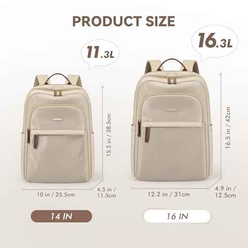 Laptop Backpack for Women Travel Work Commute Casual Daypack Backpack Purse Computer Bags Fit 16 Inch Notebook (Apricot)