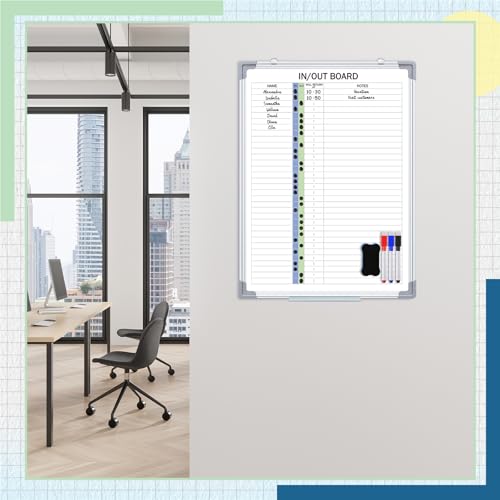 Lincia 24x18 Inch Magnetic Dry-Erase Whiteboard with Markers & Magnets - In & Out Board, Regular Style