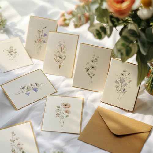 Blank Cards and Envelopes 32 Pack Blank Greet Cards, Beautiful Blank Note Card, Perfect Stationary Set For All Occasions, 8 Assorted Floral Designs, 4" x 6"