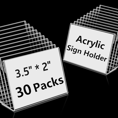30 PCS Small Acrylic Sign Holders 3.5x2 Inches Clear Food & Price Labels for Events & Retail - Daletu