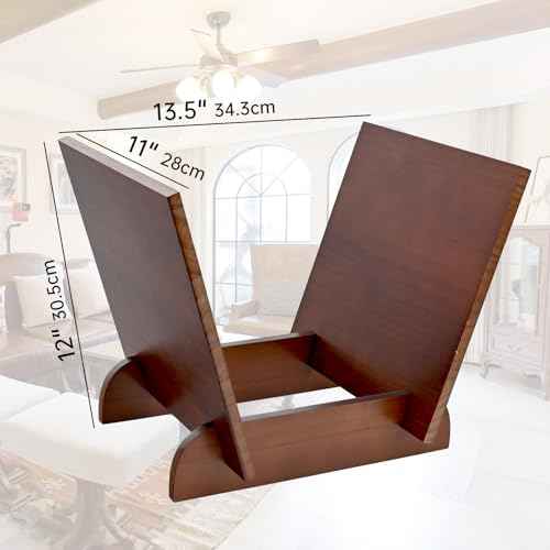 SwallovLiving Wooden Vinyl Record Holder, Flip Display Vinyl Record Storage Stand, Wood Tabletop Recorderholder Elegant Design for 40 Music Albums
