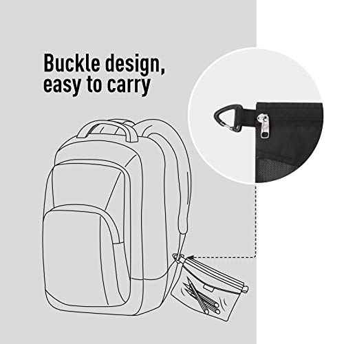 pack all Water-Resistant Material Zipper Pouch, Mesh Zipper Bags for Storage, Travel, Office (Black, Small)