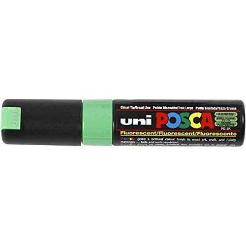 UNI POSCA PC-8K CHISEL TIP MARKER PEN- FLUORESCENT GREEN (BOX OF 6)