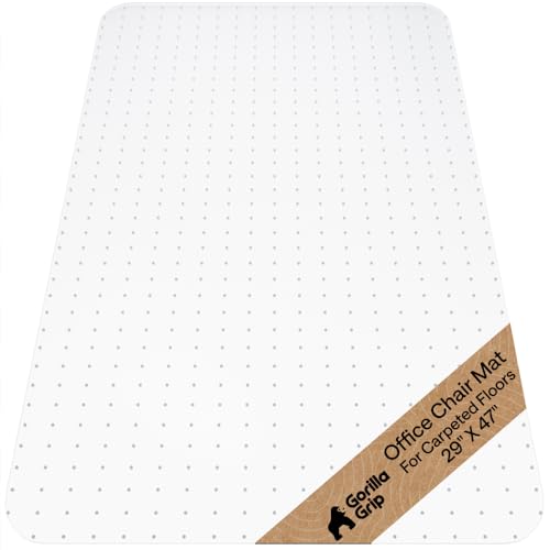 GORILLA GRIP Heavy Duty Office Chair Mat for Carpet Floors 29x47 Clear - Non-Slip, Thick & Protective