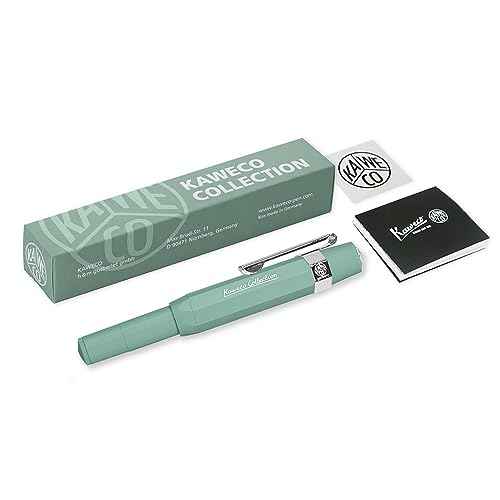 Kaweco COLLECTION Fountain Pen Smooth Sage, Fine Nib Sport Octagonal Clip Chrome