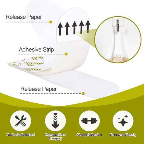 40 Small Adhesive Strip, Removable Picture Hanging Strips, Damage Free Adhesive Strip for Small Wall Hooks, Double Sided Tapes for Wall Decor, Poster Tape Frame Hanging Strips 0.79in¡¿1.85in