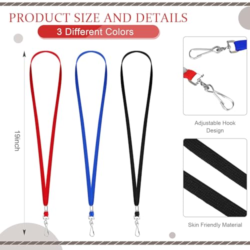500 Pack Bulk Lanyards for ID Name Badges Holder Flat Lanyards with Hook Clip Swivel for Office School Accessories (Classic Colors)