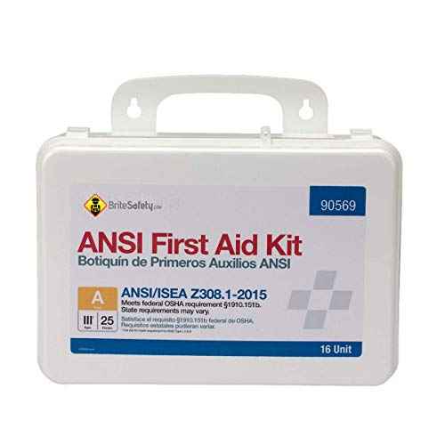 25 Person 16 Unit First Aid Kit ANSI A Compliant, Weatherproof Plastic Case Type III - OSHA Compliant First Aid for Businesses Emergency Kit Trauma Kit