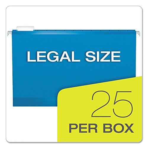 Pendaflex 04153X2 BLU Extra Capacity Reinforced Hanging Folders, 2", Legal Size, Blue, 1/5 Cut, 25/BX (4153x2 BLU)