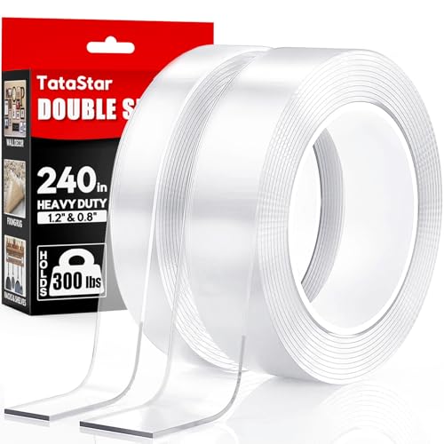Heavy Duty Double Sided Nano Tape - Removable Wall Mounting Tape, 2 Rolls, 240 Inches