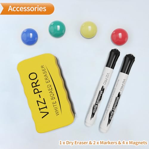VIZ-PRO Magnetic Whiteboard 36x24 Inches Dry Erase Wall Board with Accessories