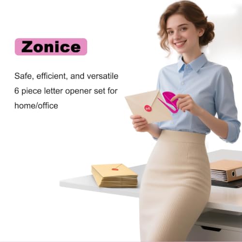 ZONICE 6 Pack Letter Openers with Concealed Blades & Ergonomic Grip - Color Style A