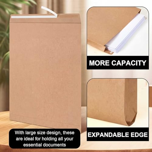Fullhawl 15 Pack 14x18x2in Large Expandable Manila Envelopes Brown 150gsm