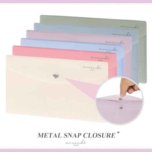 H4D Budget Envelopes for Cash System, Bill Bags, Small Plastic Receipt Holder Organizer, Morandi Colors, 9x5 Inch, 6 Pack