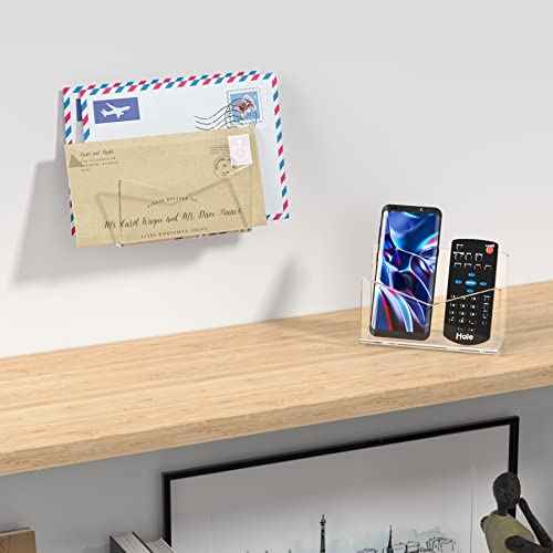 Richboom Acrylic Mail Holder, Envelope Holder for Desk Countertop Letter Holder for Home Office School (1 Section Clear)