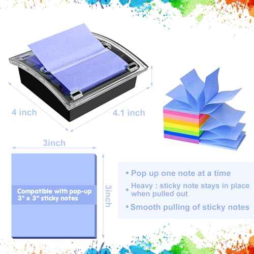 Post it Note Dispenser,3x3 Inches£¬Sticky Note Holder, Black Base,Pop up Post it Notes Dispenser for Office Home Classroom Desk Supplies