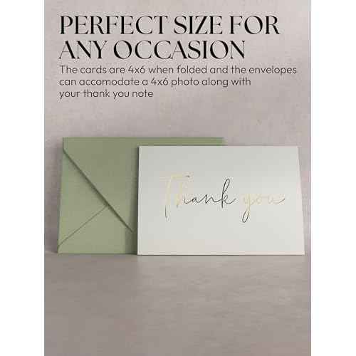 Wedding & Baby Shower Thank You Cards - Set of 100 Blank Cards & Envelopes - 4x6