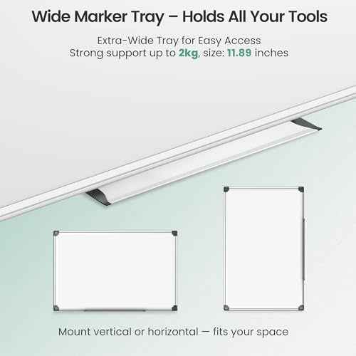 Magnetic White Board 36" x 24" for Wall, Dry Erase Board for Home Office, School, Study Room ? Silver Aluminum Frame, 2 Markers, 4 Magnets, Eraser Included