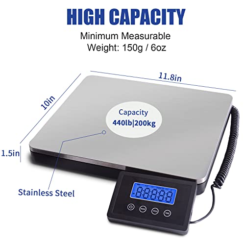 Fuzion Shipping Scale for Packages Small Business - 440lb x 0.1lb Digital Postal Scale for Packages, Shipping Package Scale, Postage Scale, Postal Scale, Luggage Scale