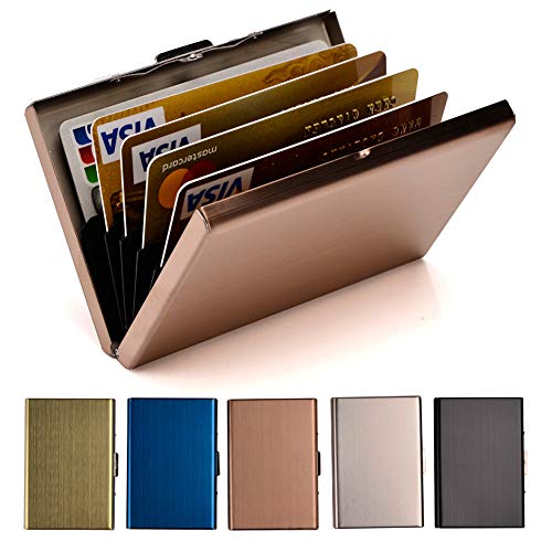 Rose Gold RFID Metal Credit Card Holder Wallet - Stainless Steel Business Card Case for Men & Women