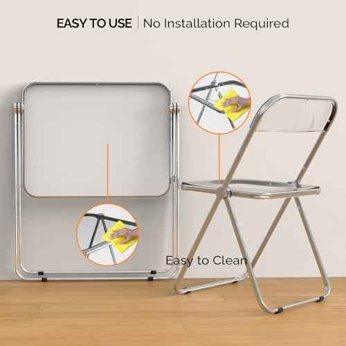 VINGLI Folding Acrylic Table and Chair Set Small TV Tray for Snack Dinner on Couch, Tiny Foldable Desk Writing Desk for Home Office for Small Spaces