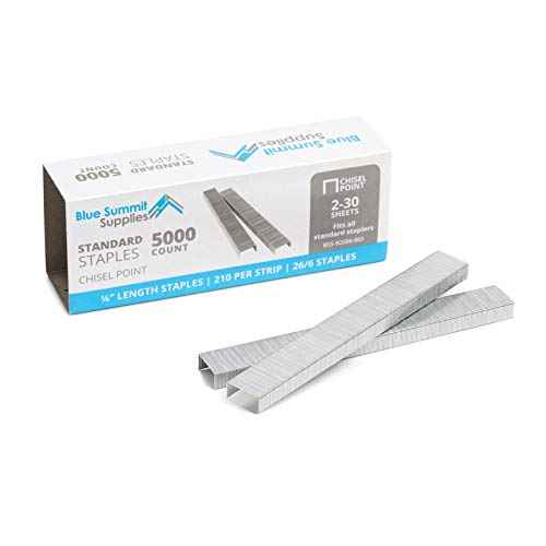 50,000 Staples - 1/4 Inch Length, 210 per Strip, Jam-Free Chisel Point, 10 Boxes of 5,000, Fits Standard Staplers
